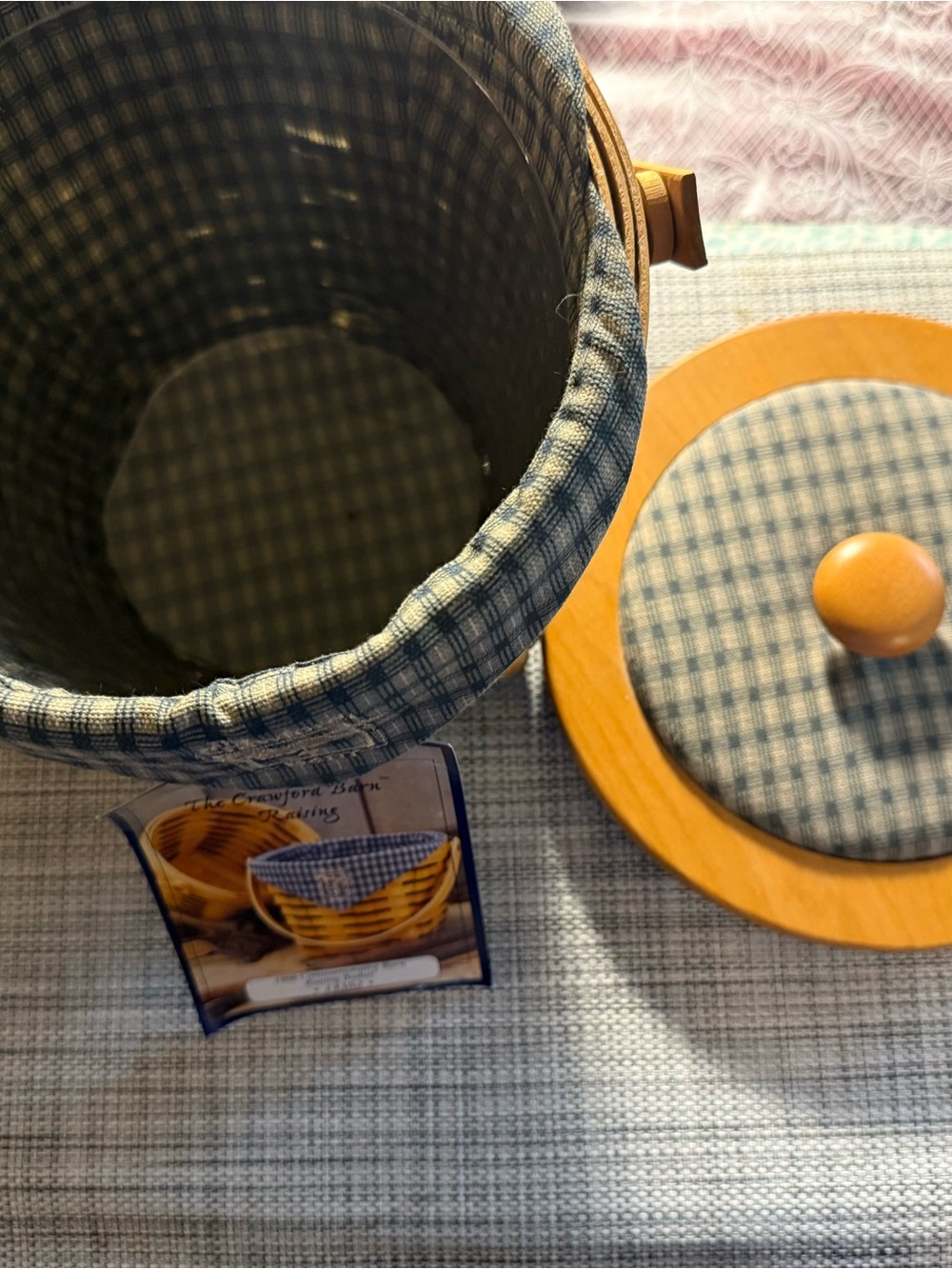 Longaberger Blue Plaid Fabric-Lined Basket